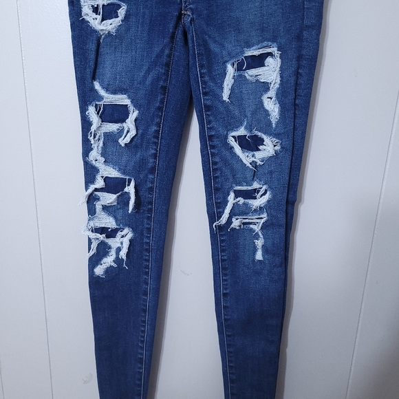 American Eagle Women's Stretch Super High Rise Jegging Jeans Size 0Regular - Picture 3 of 11